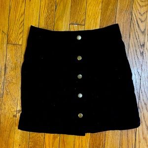 Topshop Corduroy Black Button-Up Skirt